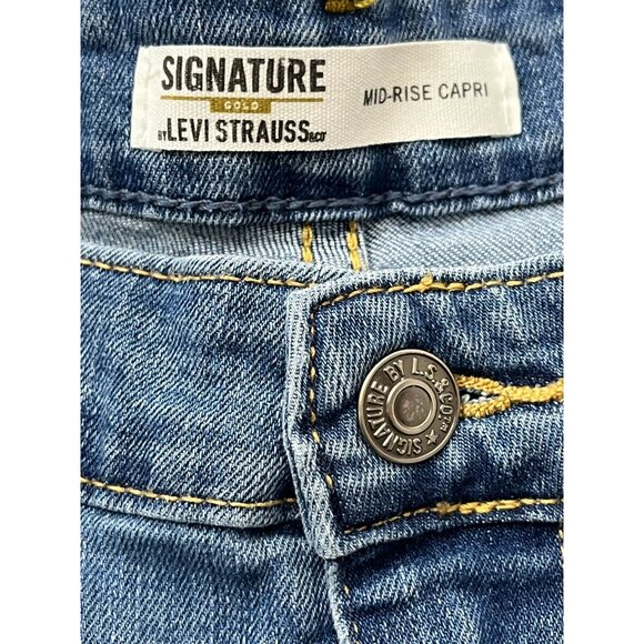 Levis Jeans Womens Size 14 32 Large Mid Rise Capri Denim Pants Stretch Blue Fall - Picture 7 of 16